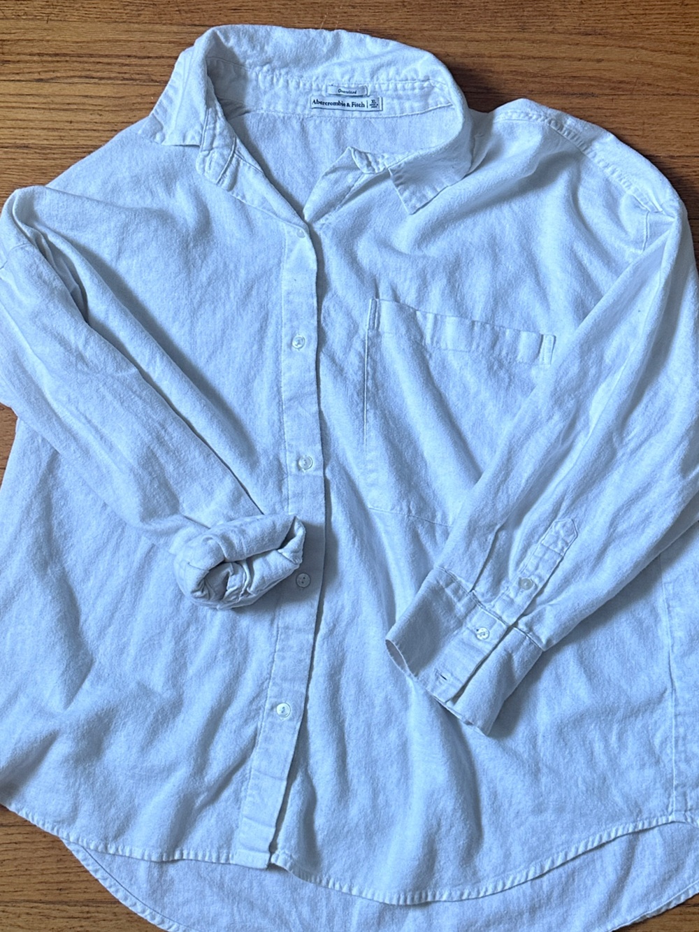 Abercrombie & Fitch White Linen  Button-Down Shirt